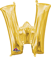 Gold  Letter "W" Mylar 16 Inch Balloon